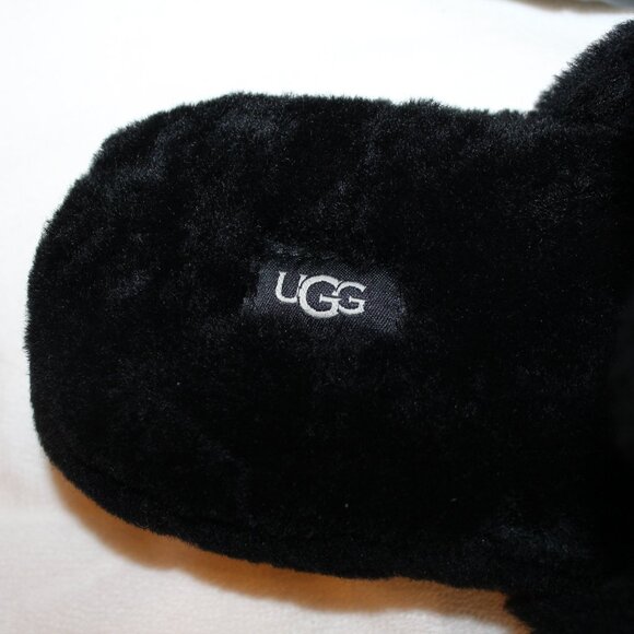 NIB UGG MEN'S FLUFF IT SHEARLING SLIP ON SLIPPERS BLACK - Picture 4 of 6